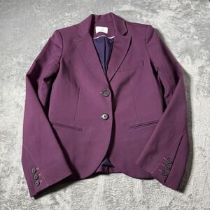 Argent Single Button Purple Plaid Blazer Faux Pockets, Preppy Academic Sz 6